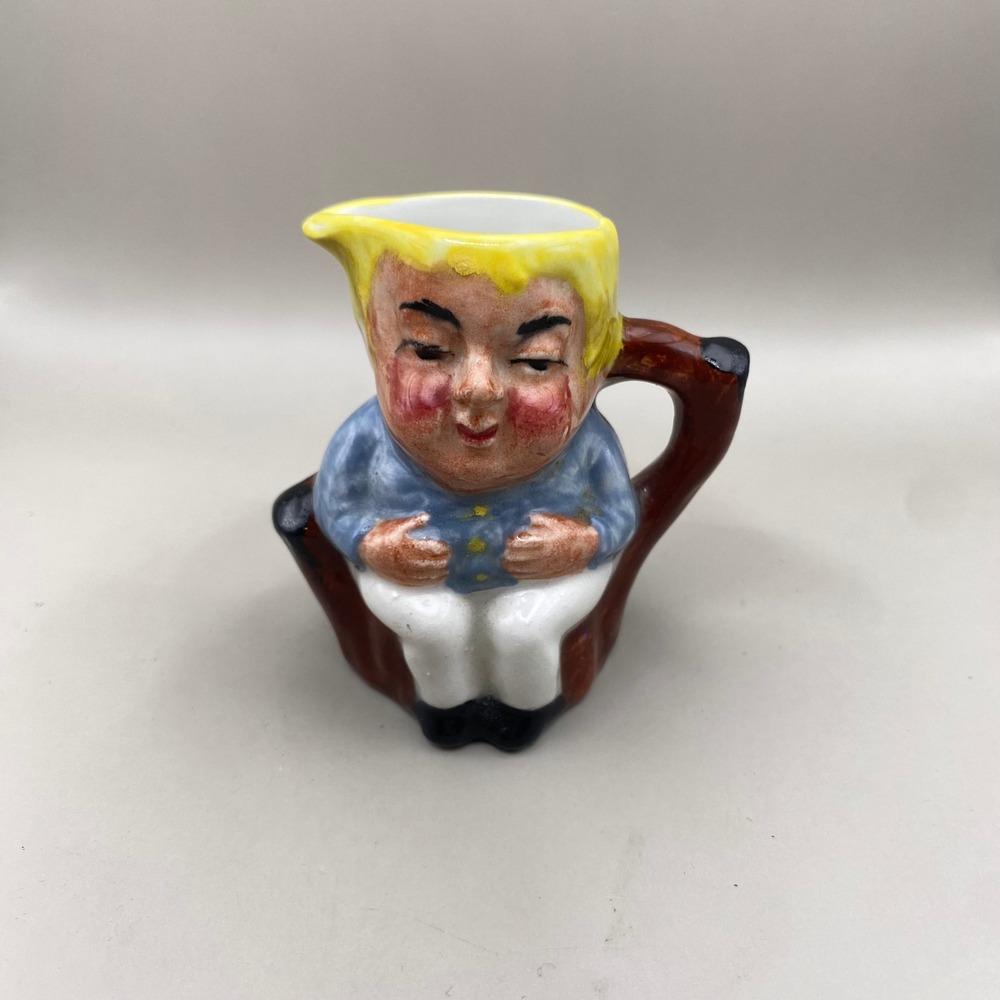 Artone England Miniature Toby Jug Character‎ Pitcher Ceramic Figural Creamer 3in